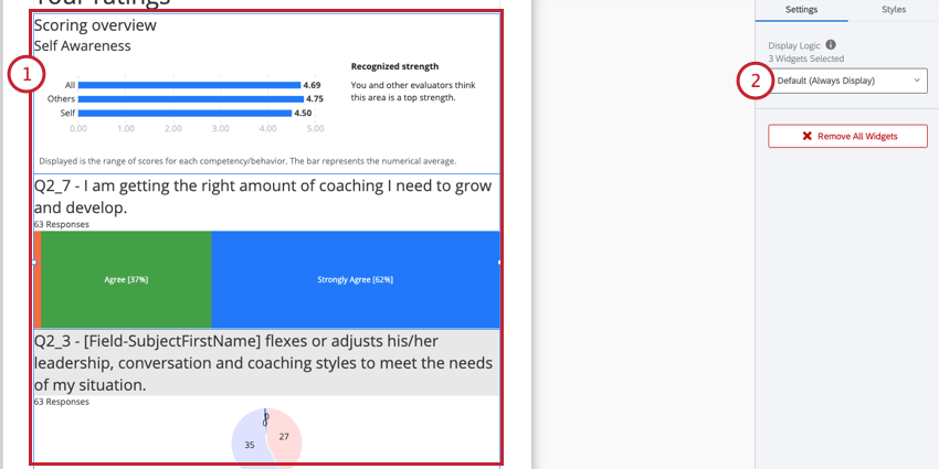 en sélectionnant plusieurs visualisations de rapports, puis en choisissant la logique daffichage à ajouter