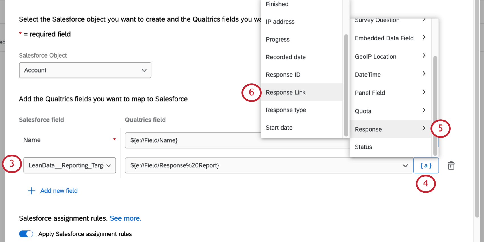 Editing a Salesforce field by opening the piped text menu