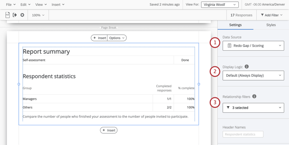 Click on a visualization to open the editing pane. First three dropdown fields regarding data sources are highlighted here