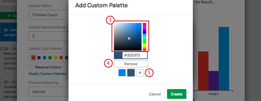 adicionar uma janela de paleta personalizada onde você seleciona as cores
