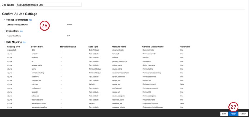 reviewing the job configuration