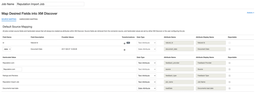 Mapeo de campos dentro del conector