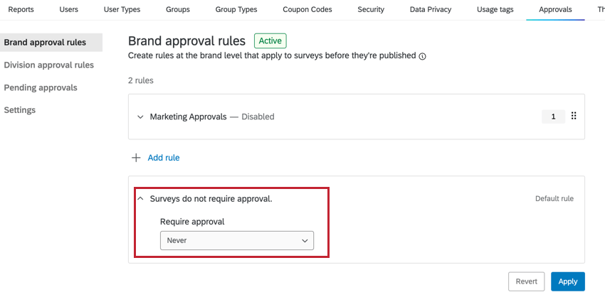the default rule at the bottom of the page