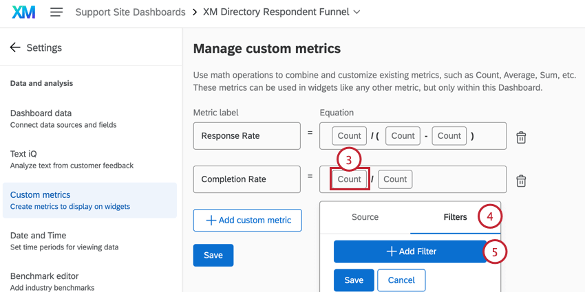 filtro per il numeratore
