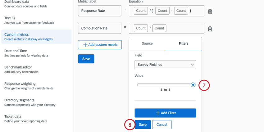 filtering for survey finished