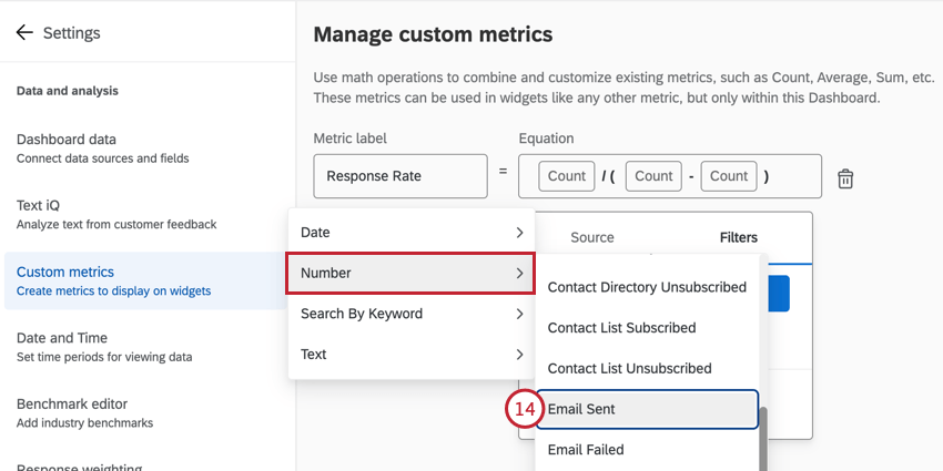 filtering for email sent