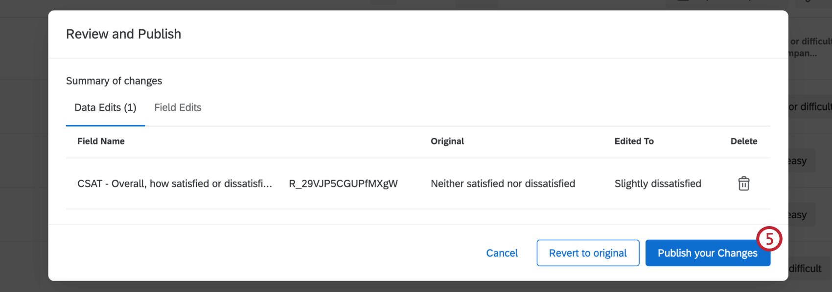 publish your changes button within data and analysis