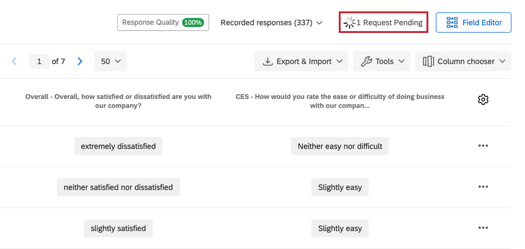 pending request icon within data and analysis