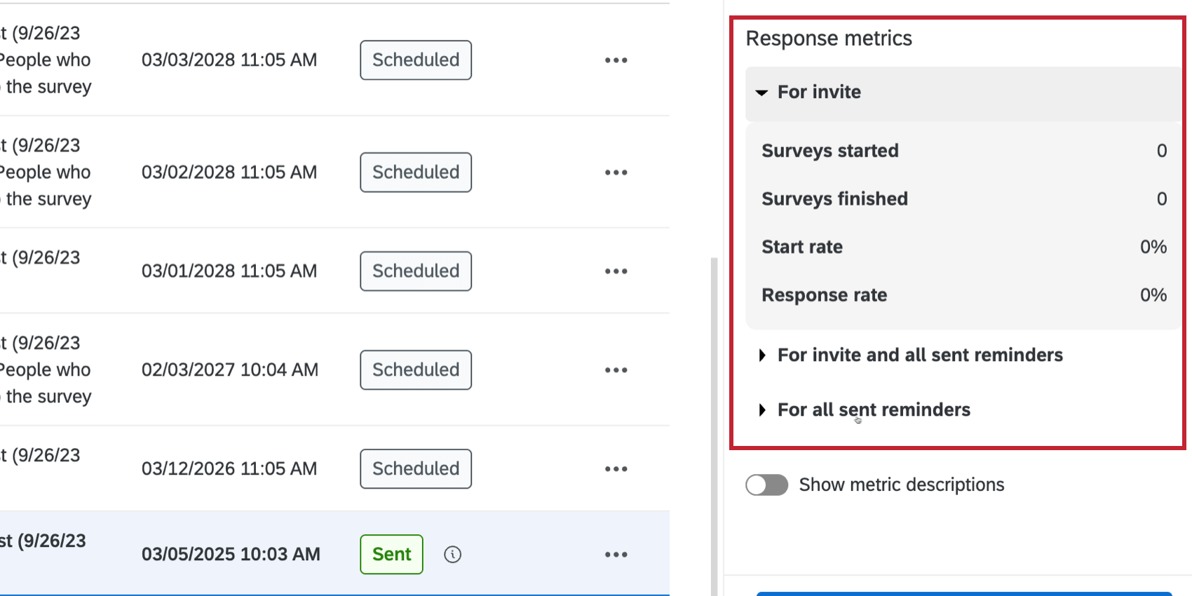 viewing sms response metrics