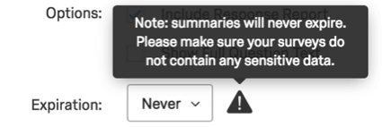 Warning next to Never selection looks like a black triangle with an exclamation point in it