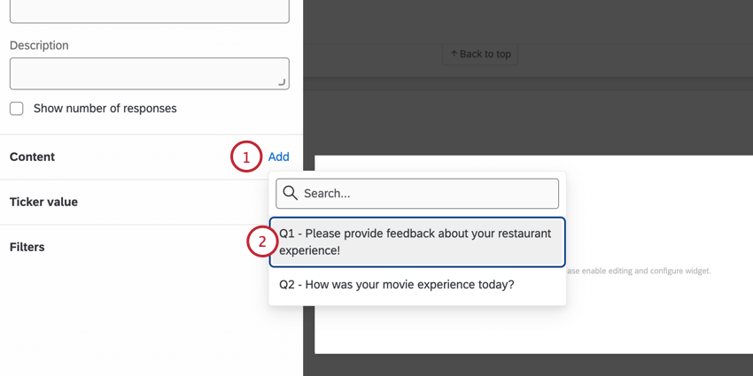 clicking add and choosing a field