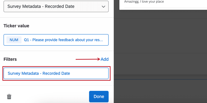 Hinzufügen eines Filters zum Widget