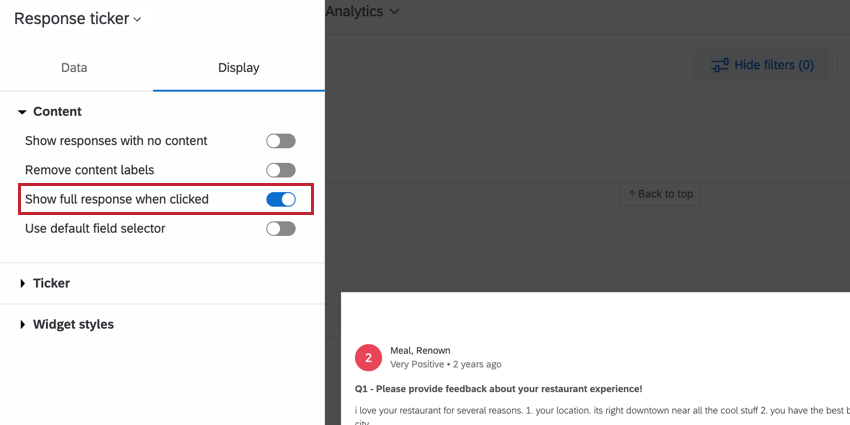 the show full response option