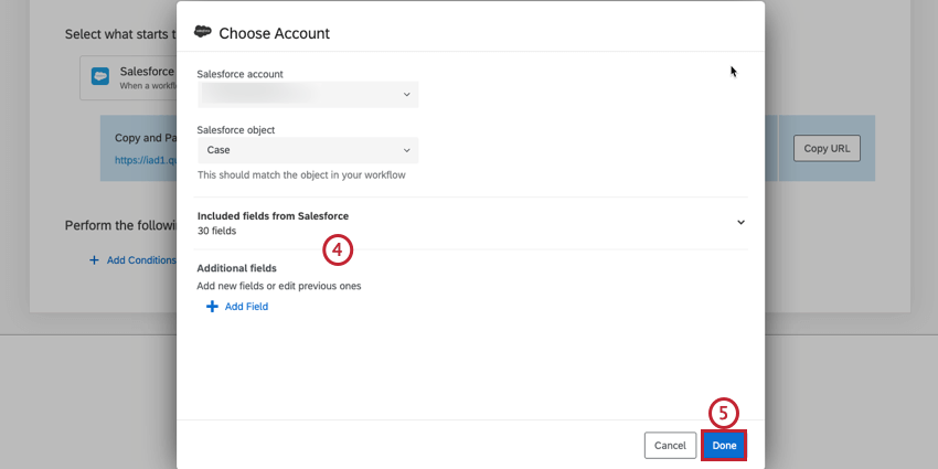 lédition dun évènement de règle de flux de travail de salesforce pour trouver le champ Key pour un objet désiré