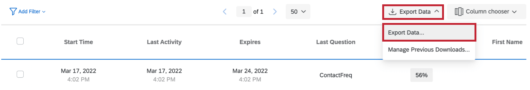 Option „CSV-Daten herunterladen“ im Dropdown-Menü „Werkzeuge“