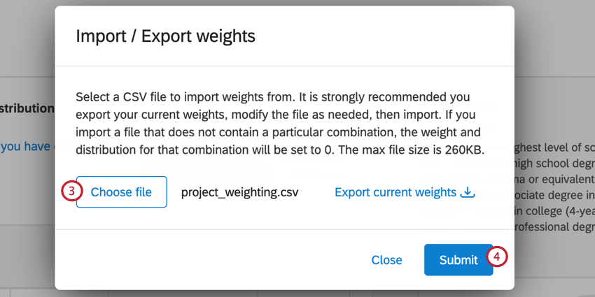 the choose file button in the import/export weights window
