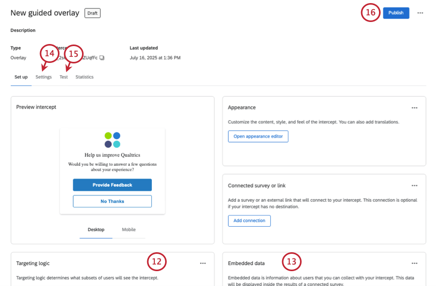 a página de resumo de uma interceptor guiada mostra o que você adicionou a todos os componentes para que você possa fazer edições ou salvar