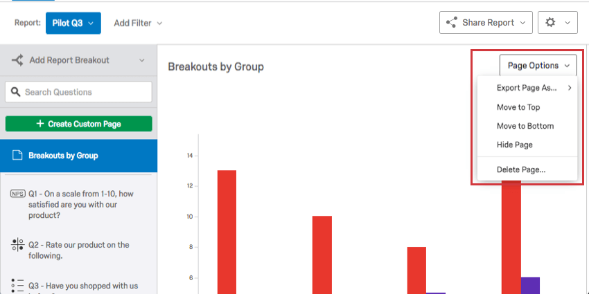 page options at the top-right pf every page