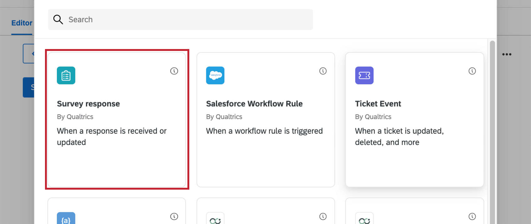o evento resposta à pesquisa na janela de seleção de evento