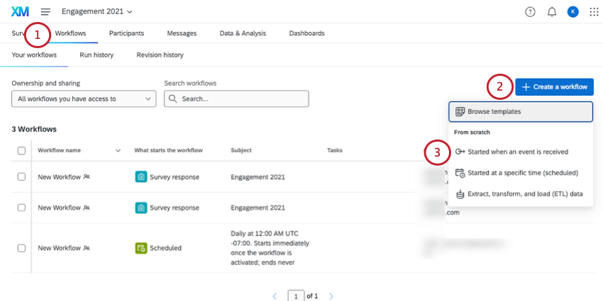 Criação de um novo fluxo de trabalho em um projeto do Engagement