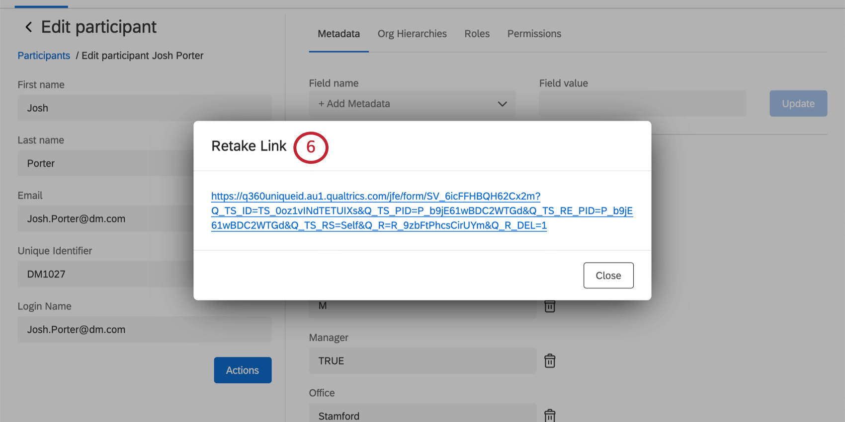 Link para retomar em uma janela pop-up