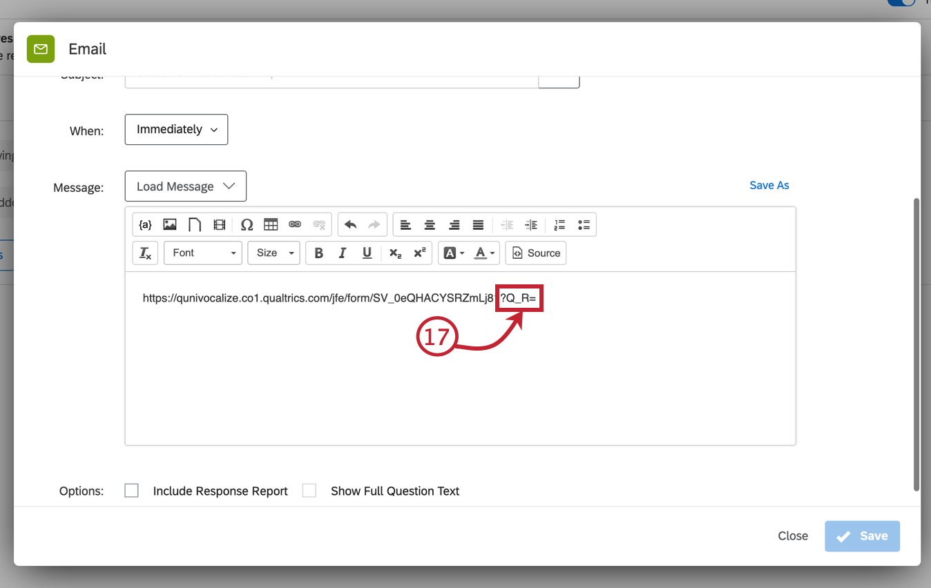 un link di ripresa nelleditor dei messaggi. la stringa ?Q_R= viene aggiunta alla fine dellurl