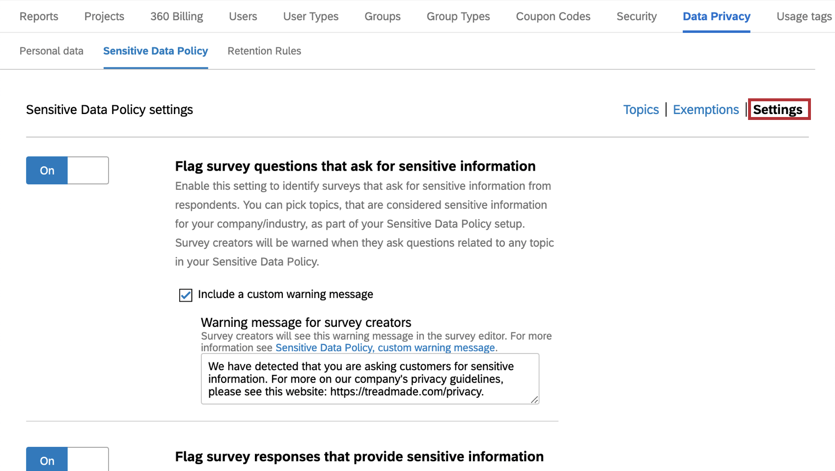 Marcar las preguntas de la encuesta que soliciten información sensible