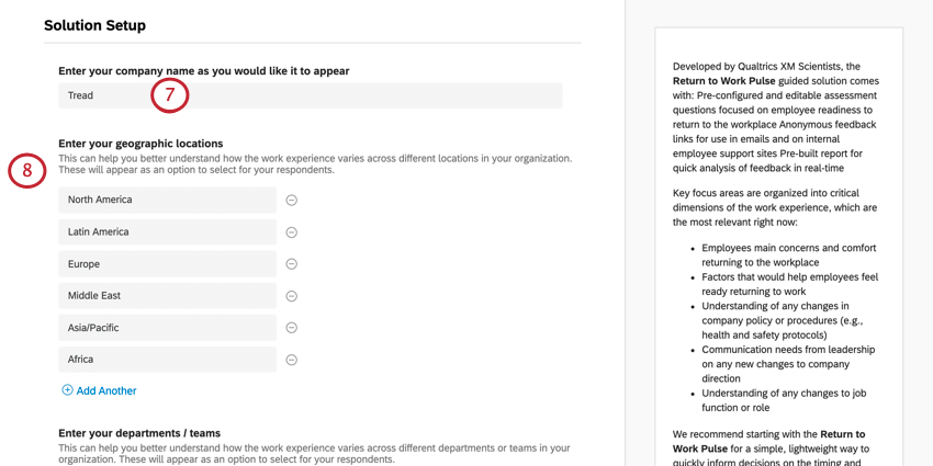 Open field for name; below, series of open fields with regions of the world listed. Button beneath that says Add Another