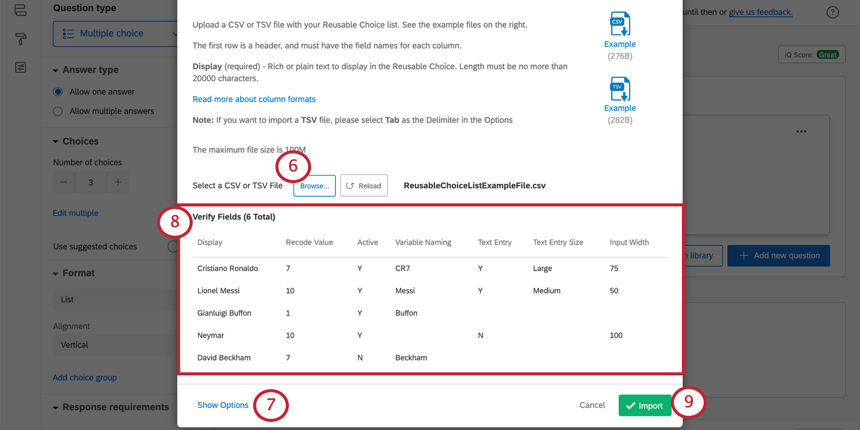 Verify Fields section