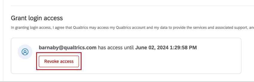 the revoke access button