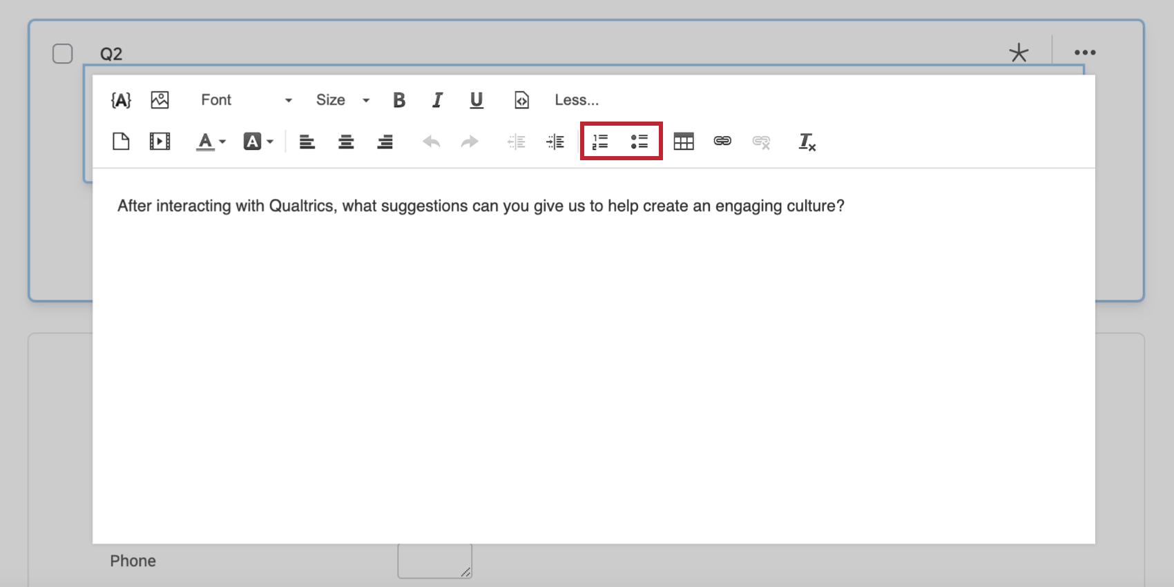 Numbered and bulleted lists in the rich content editor