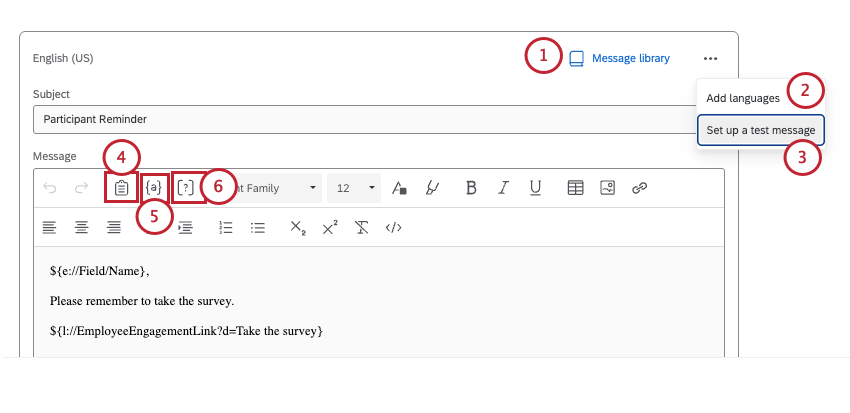 o editor de conteúdo do e-mail de convite para o engajamento