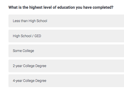 the whole question appears in bold when taking the survey