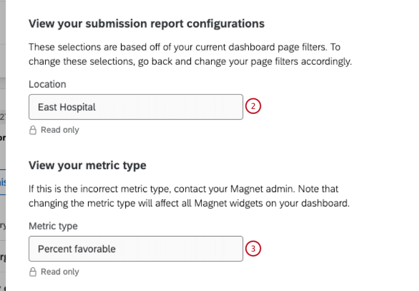 confirming location and metric type for report