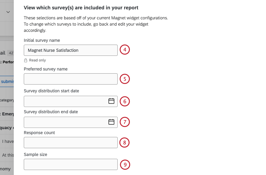 confirming details about the survey(s) included in the report