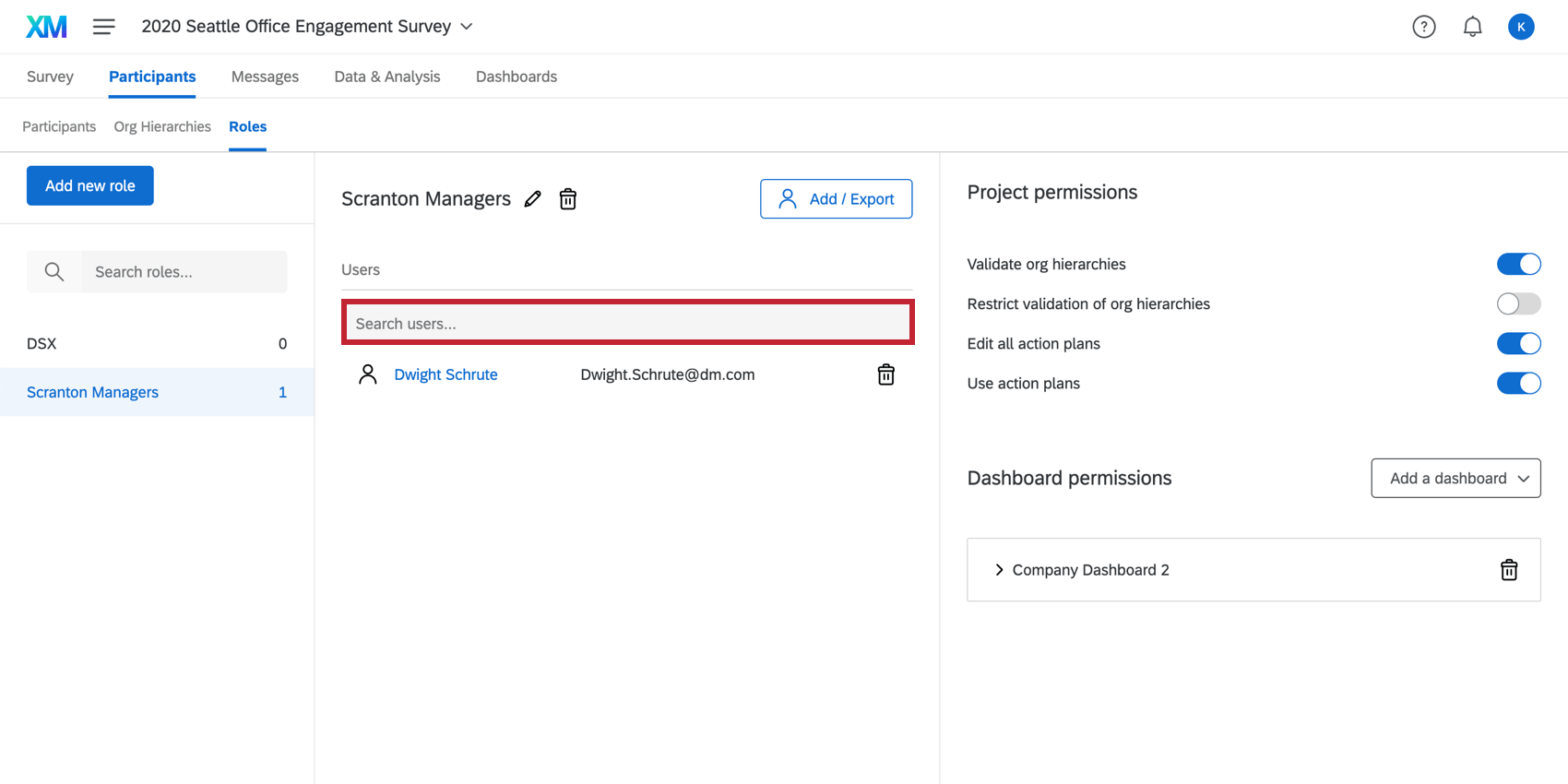 Search bar shown at the top of the role