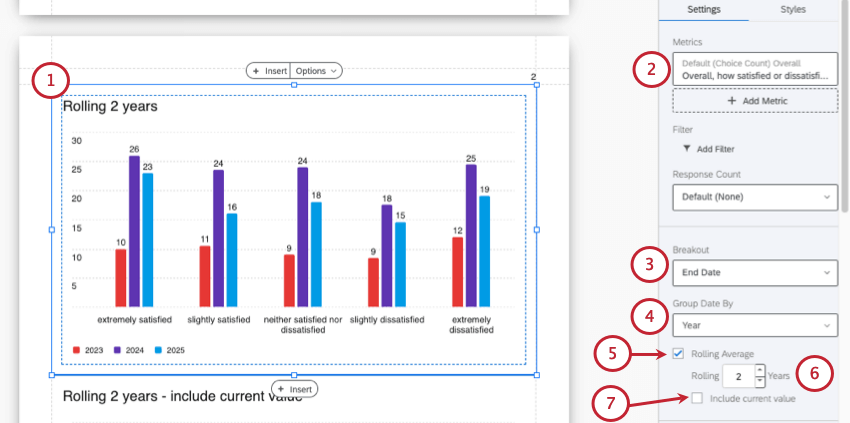 adding a rolling average to a bar chart