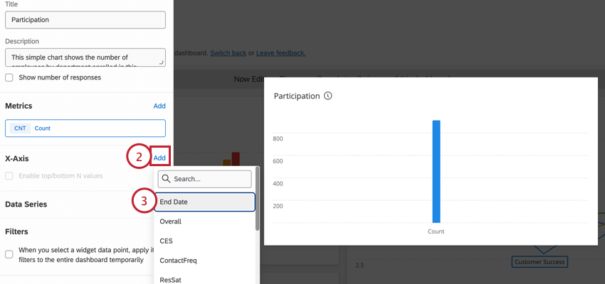 choosing a date field for the x axis