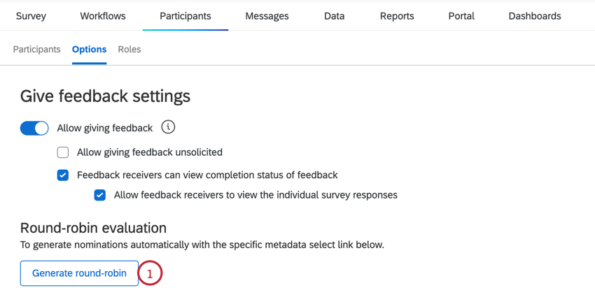 clicking the generate round robin button