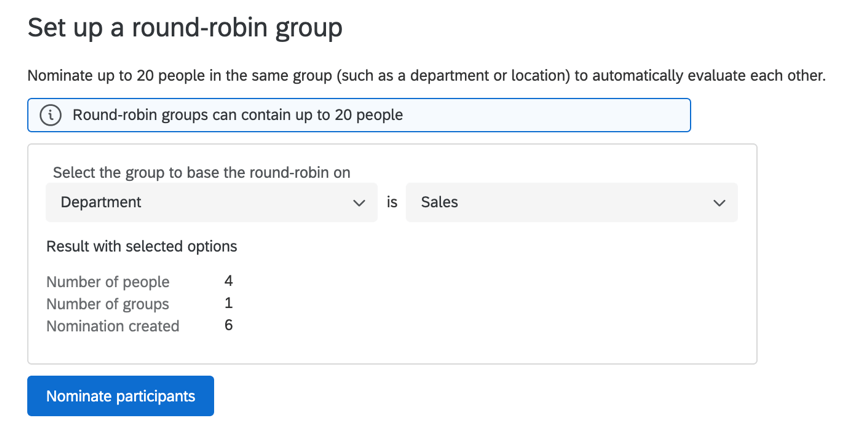 a round robin set up for department is equal to sales