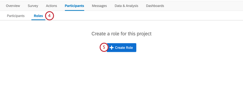 Roles section. Button center for adding new roles