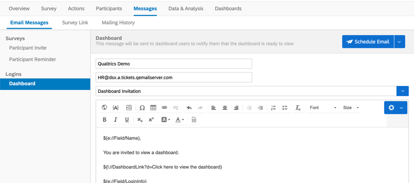 Back in the Email Messages tab