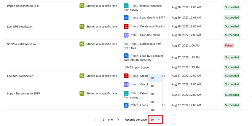 changing the results per page