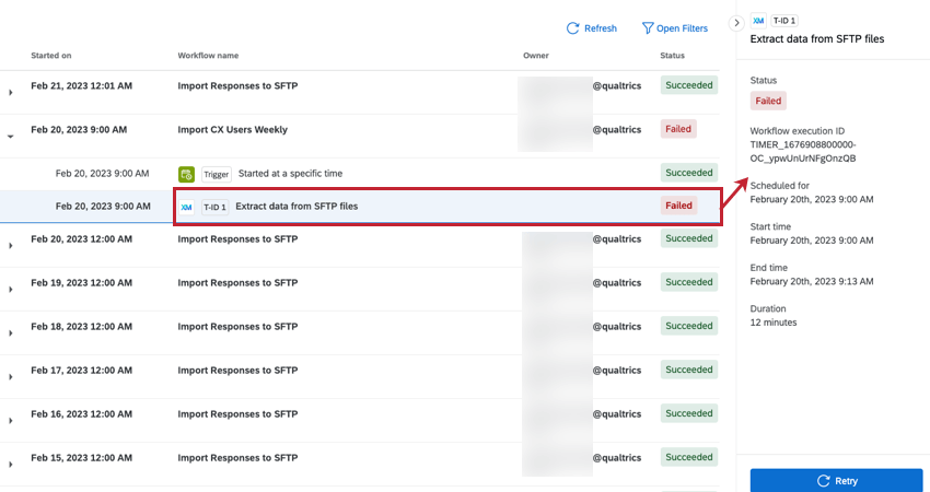 the side panel that appears when clicking on a task in reporting