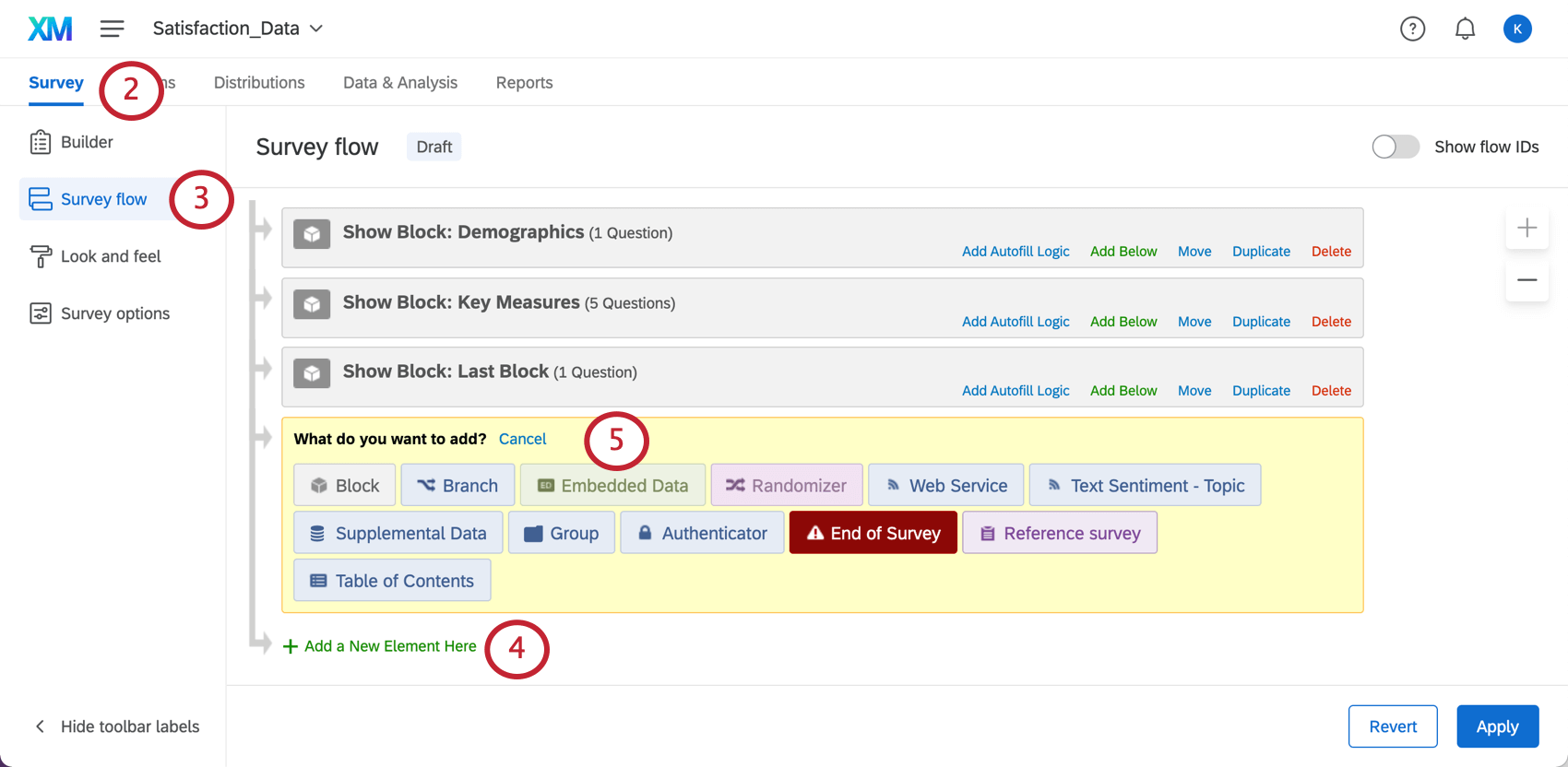 Adding an element in the Survey Flow