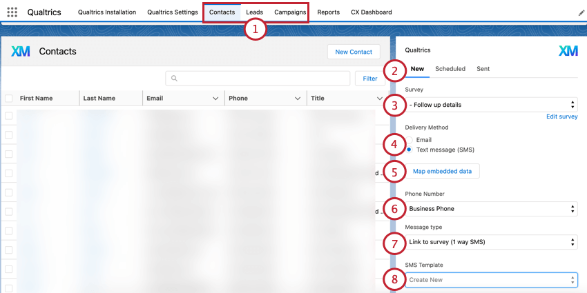 sending an sms survey in salesforce