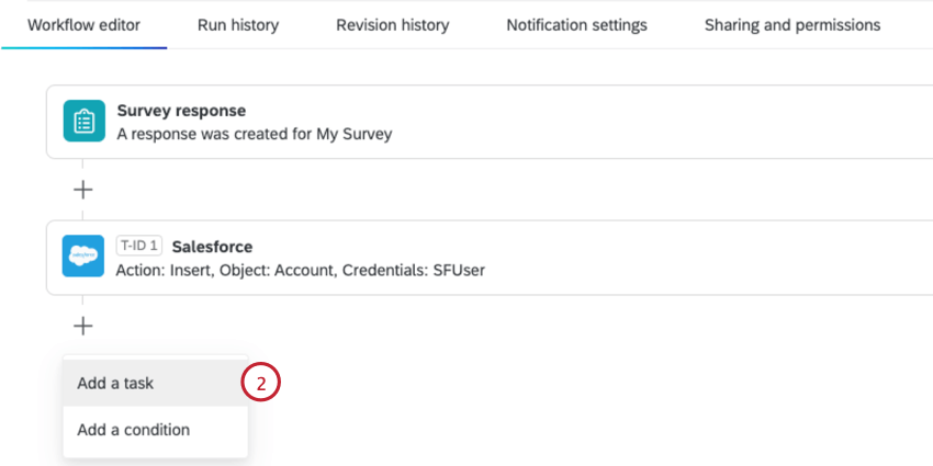Hacer clic en Agregar una tarea después de configurar la mapeo de respuestas