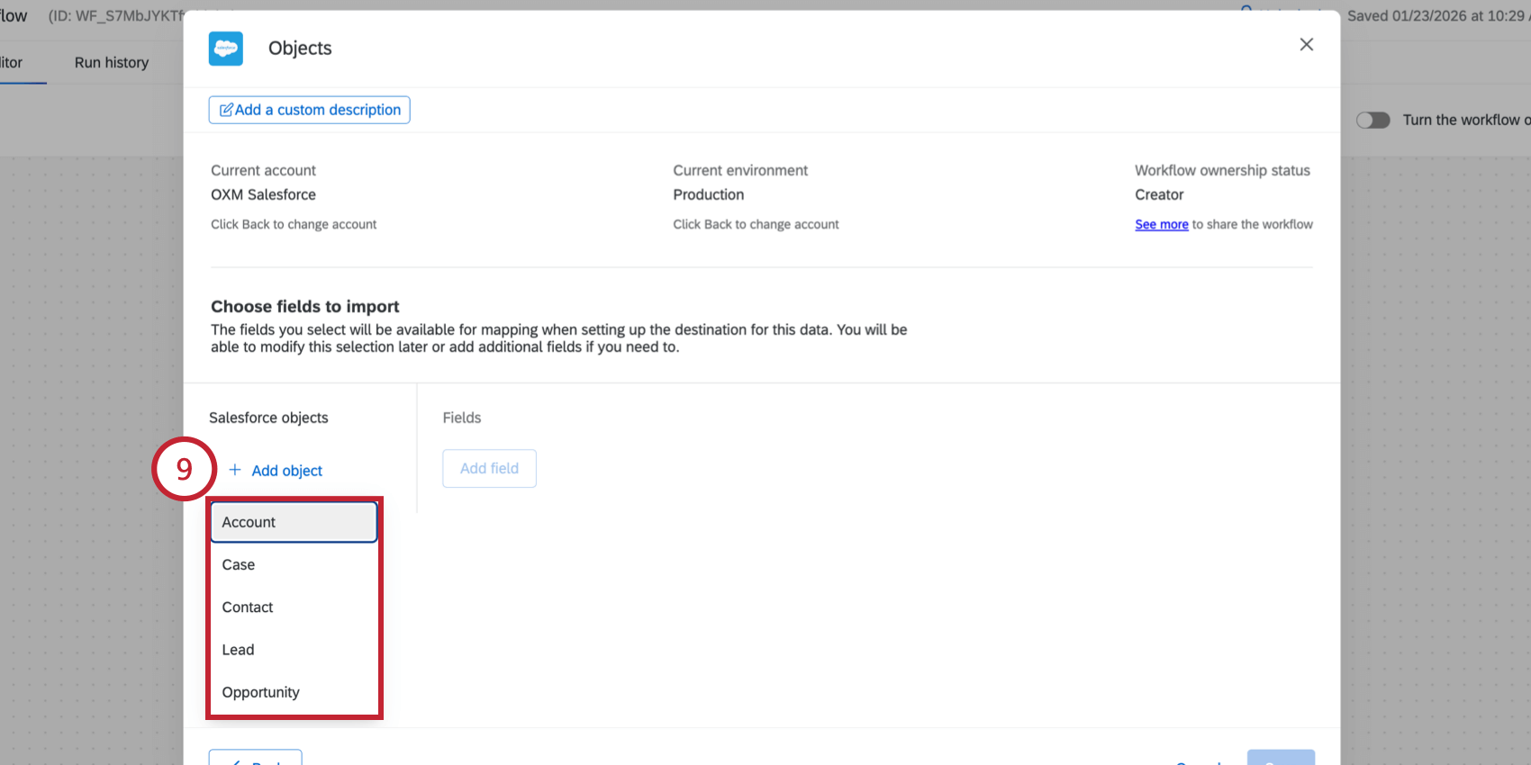 choisir lobjet à importer