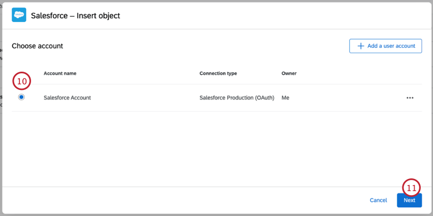 Wählen Sie ein Benutzerkonto aus