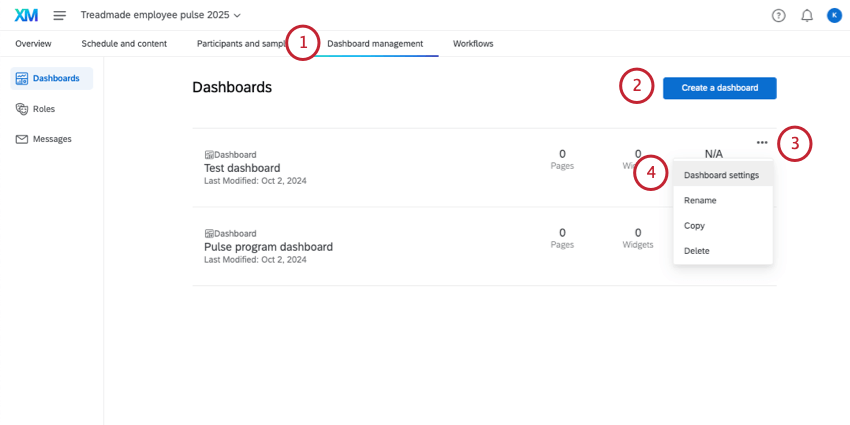 Ir a la administración del Tablero y crear un Tablero para probar, luego ir a su configuración
